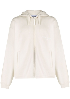 Stone Island logo-print panelled zip-up hoodie - Neutrals