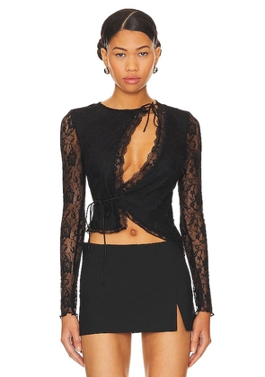 superdown Anahi Wrap Lace Top in Black. Size S, XS.