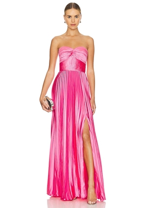 AMUR Stef Pleated Gown in Pink. Size 0, 00, 12, 4, 8.