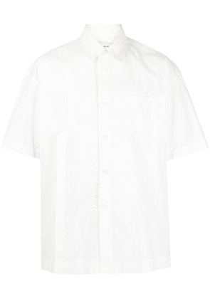 Feng Chen Wang logo-print striped cotton shirt - White