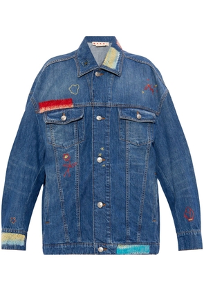 Marni knitted-panel denim jacket - Blue
