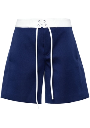 Miu Miu logo-patch felted shorts - Blue
