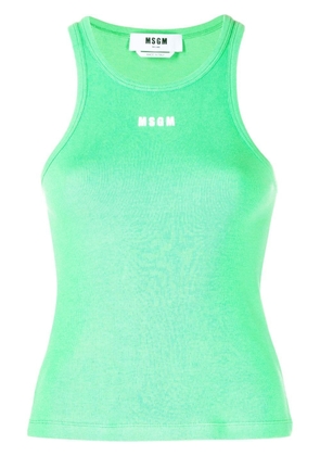 MSGM logo-print round neck vest - Green