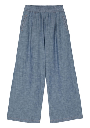 Semicouture chambray straight-leg trousers - Blue