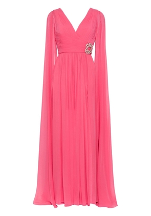 Elie Saab V-neck chiffon silk gown - Pink