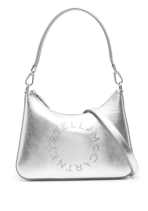 Stella McCartney studded-logo metallic shoulder bag - Silver