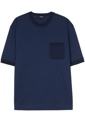 Zegna ribbed-trim cotton T-shirt - Blue