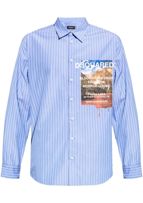 Dsquared2 graphic-print striped cotton shirt - Blue