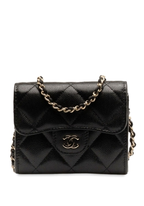 CHANEL Pre-Owned 2021 CC Caviar Quilted Flap Card Holder On Chain crossbody bag - Black