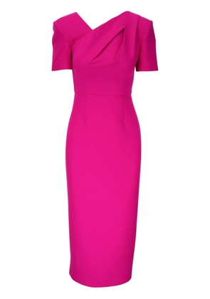 Roland Mouret asymmetric-neck short-sleeve midi dress - Pink