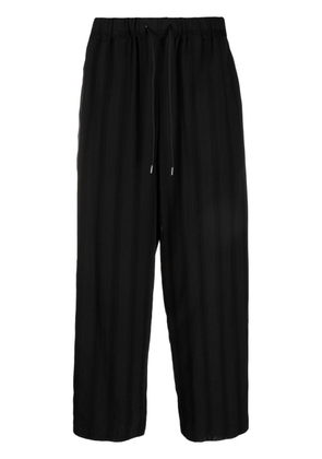 Attachment drawstring cotton-blend trousers - Black