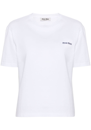 Miu Miu embroidered-logo cotton T-shirt - White