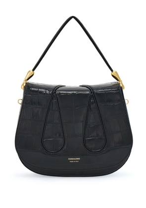 Ferragamo crocodile-effect leather shoulder bag - Black