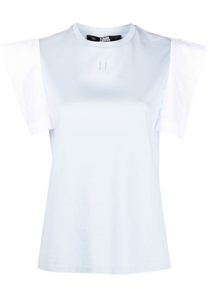 Karl Lagerfeld monogram-print colourblock sleeveless T-shirt - Blue