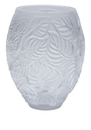 Lalique Feuilles crystal vase - White