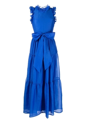 Baruni ruffle-trim tied-waist dress - Blue