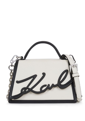 Karl Lagerfeld Signature leather top-handle bag - White