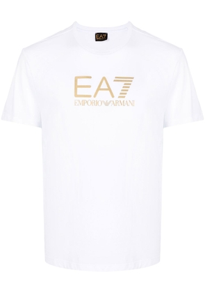 Ea7 Emporio Armani textured logo-print T-shirt - White