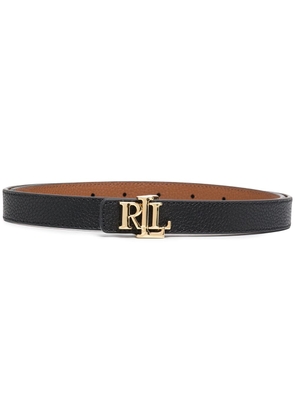Lauren Ralph Lauren pebbled leather logo plaque belt - Black