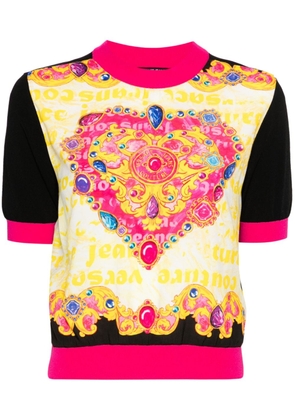 Versace Jeans Couture Heart-Couture-print ribbed top - Black