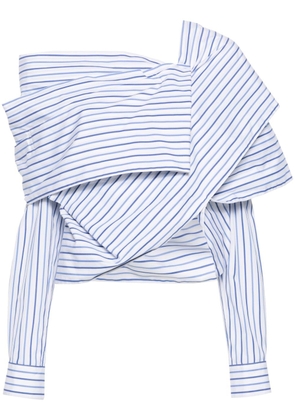 DRIES VAN NOTEN striped one-shoulder blouse - Blue