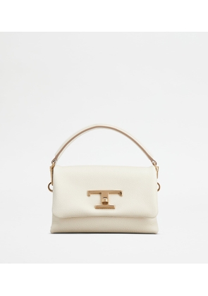 Tod's - T Timeless Flap Bag in Leather Micro, OFF WHITE,  - Bags