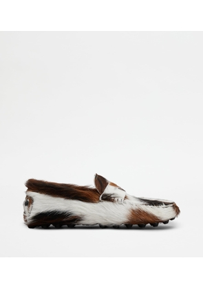 Tod's - Gommino Bubble in Pony-skin Effect Leather, WHITE,BROWN,BLACK, 10 - Shoes