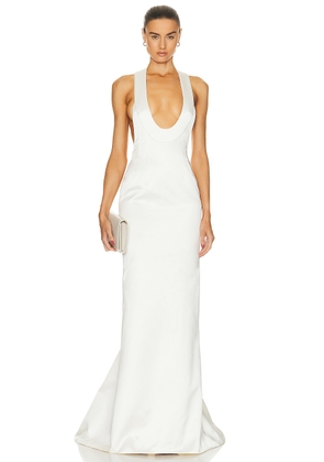 LaQuan Smith Pearl Iridescent Racer Back Slip Dress in Pearl Iridescent - Ivory. Size M (also in ).