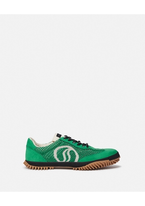 Stella McCartney - S-Wave Sport Mesh Panelled Sneakers, Woman, Fern green, Size: 35