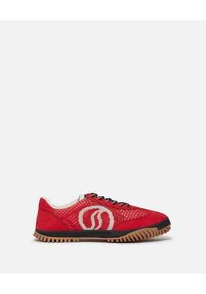 Stella McCartney - S-Wave Sport Mesh Panelled Sneakers, Woman, Lipstick red, Size: 35