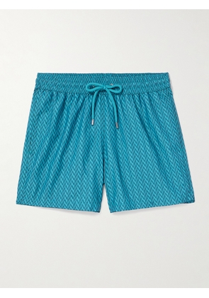Frescobol Carioca - Copacabana Straight-Leg Mid-Length Recycled Herringbone Swim Shorts - Men - Blue - S