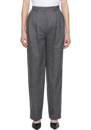 TOTEME Gray Double-Pleated Trousers