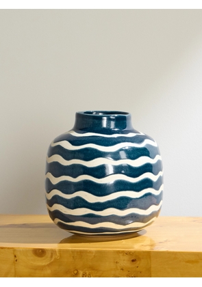 The Conran Shop - Wiggle Sgraffito Striped Glazed Stoneware Vase - Men - Blue