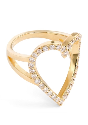 Jacquie Aiche Yellow Gold And Diamond Heart Pinky Ring (Size 4)