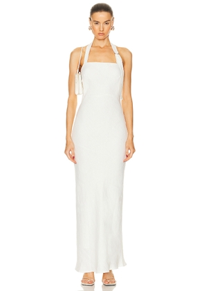St. Agni Linen Bias Maxi Dress in Ivory - Ivory. Size M (also in ).