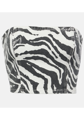 Rotate Zebra-print cotton crop top