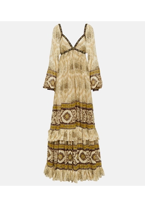 Etro Ruffled printed silk jacquard gown