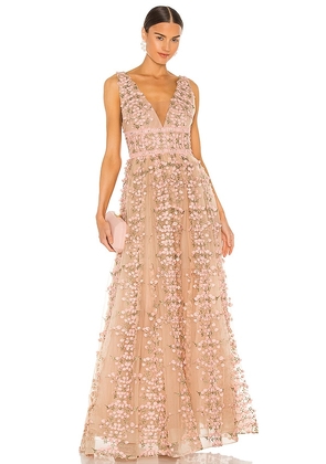 Bronx and Banco Megan Maxi Dress in Nude,Pink. Size XS.