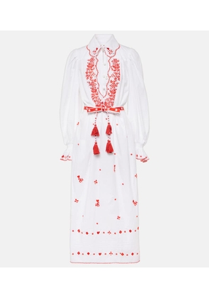 Alémais Hearts embroidered cotton midi dress