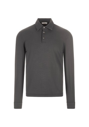Fedeli Dark Grey Long Sleeve Polo Shirt