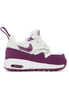Nike Baby White & Purple Air Max 1 EasyOn Sneakers