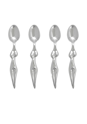 Anissa Kermiche Tea -poon Me Teaspoons Set Of 4 in Metallic Silver.