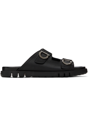 Ferragamo Black Double-Strap Sandals