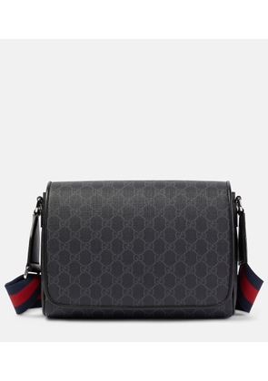 Gucci Leather-trimmed GG canvas crossbody bag