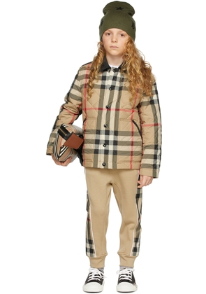 Burberry Kids Beige Check Quilted Jacket