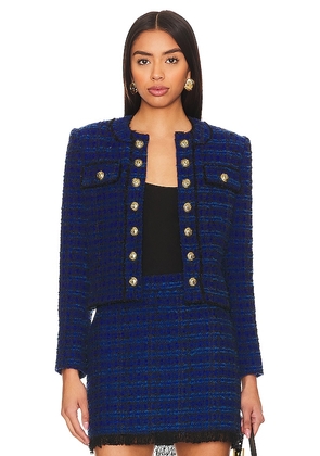 Generation Love Karson Tweed Jacket in Blue. Size S, XXL, XXS.