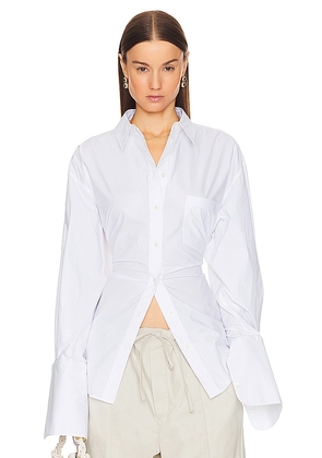 Helsa Poplin Lace Back Shirt in White. Size M.