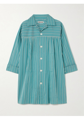 BODE - Shore Stripe Quincy Cotton-blend Poplin Mini Shirt Dress - Blue - x small,small,medium,large,x large