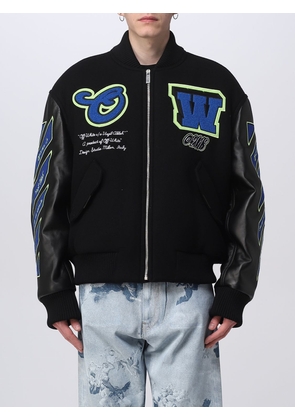 Off-white jacket in wool and leather blend