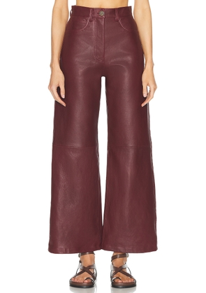 Etro Leather Wide Leg Pant in Plum - Burgundy. Size 36 (also in 38).